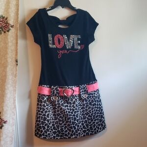 Pinky Casual Pink and Black Sundress Short Sleeve